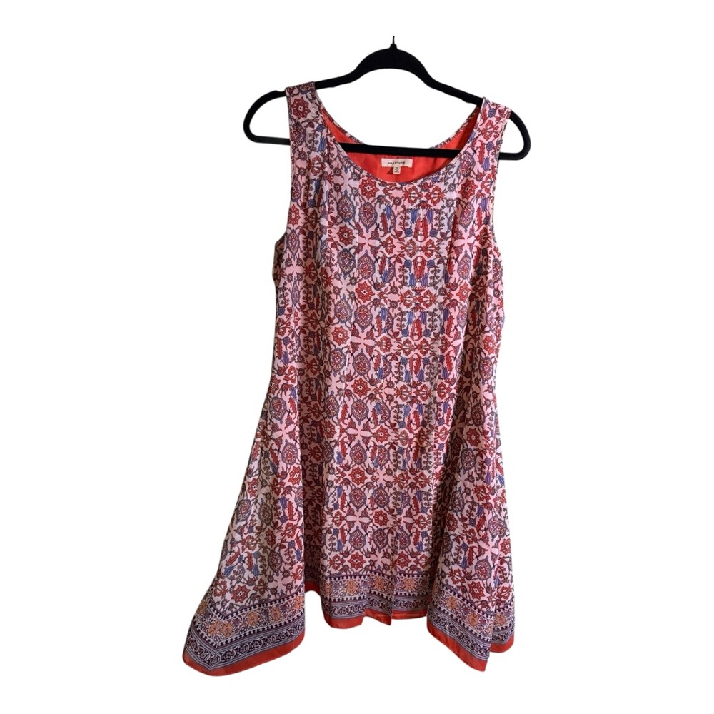 Max Studio Red Blue Boho Paisley Print Sleeveless Swing Dress M Festival Summer